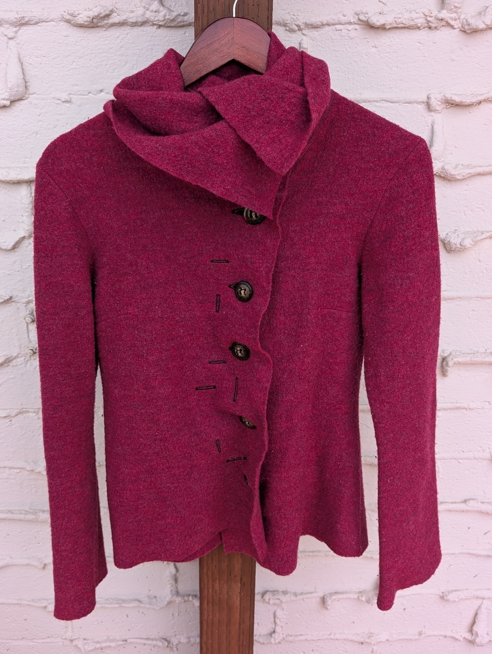 { Anthropologie } Casch By Gro Abrahamsson Boiled Wools Cardigan Sweater - Picture 2 of 8